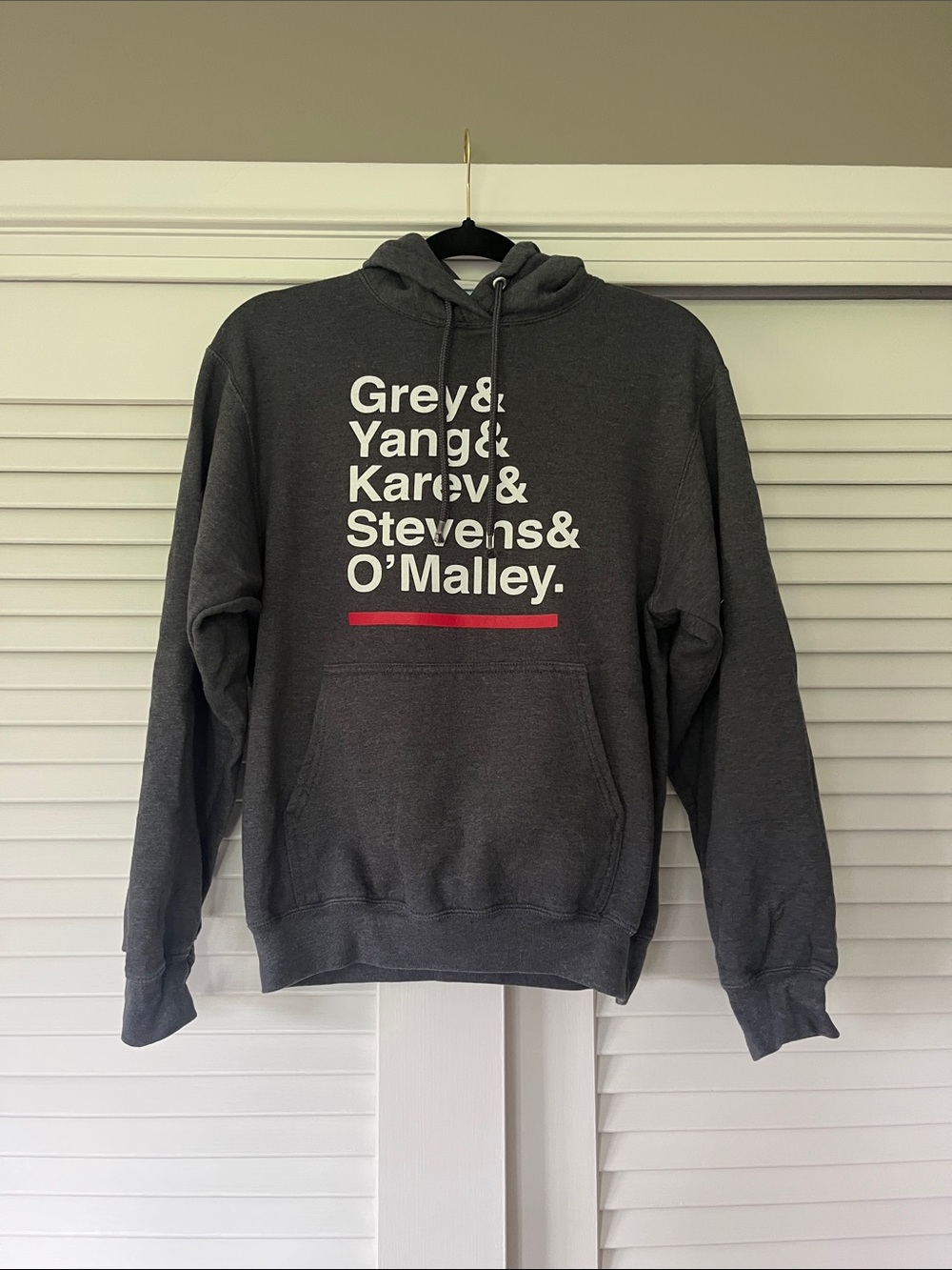 Charcoal Grey Pullover Hoodie with White Text Graphic